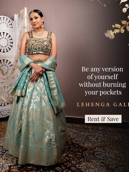 Be any version of yourself without burning your pockets. This sea-green banarasi lehenga is a testament to that.