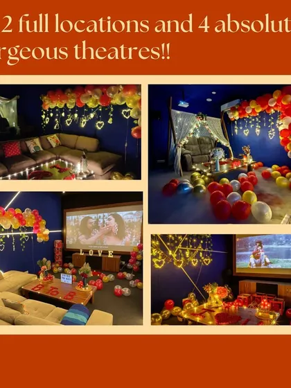We've grown from one small theatre to four gorgeous spaces across HSR and Electronics City. This collage shows just a few of the beautiful, customized celebrations we've had the honor of hosting.