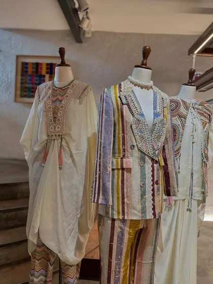 The full display of these artistic and chic outfits, perfect for someone with a bold and eclectic sense of style.