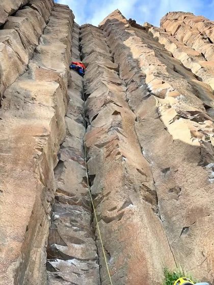 Meet Karthik, a program manager and staff trainer for Outward Bound. This awe inspiring shot shows him on an 18 pitch route in Washington, highlighting the world class experience some of our members have.