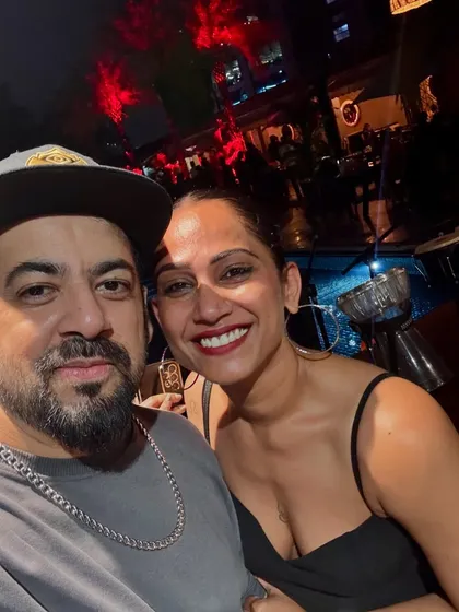 A selfie with a friend at the Halloween Sundowner. It's always great to see familiar faces and connect with the crowd.