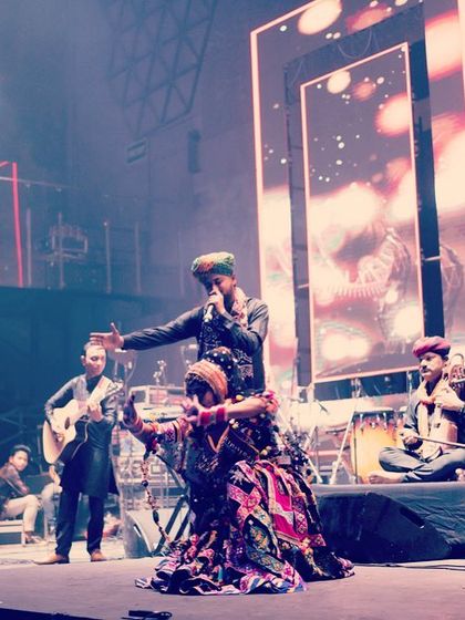 A dynamic shot from a private concert in Delhi, featuring the vibrant Kalbeliya dance as part of our Gypsy Caravan show. The interplay between different dance forms is what makes this act special.