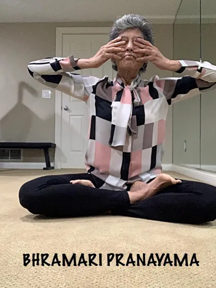 Bhramari Pranayama, or Bee Breath. The gentle humming sound of this breath is incredibly soothing and helps to release mental tension.