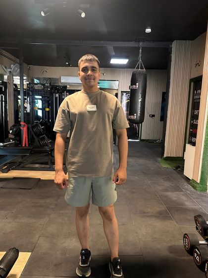 A simple standing pose, ready to train.