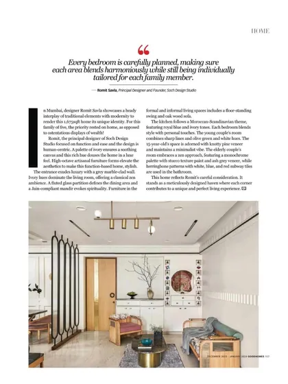 A page from the feature detailing my design approach for the project, emphasizing tailored spaces for each family member.