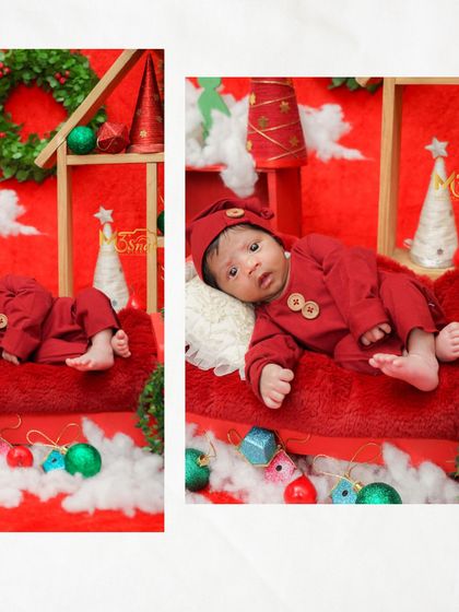 Another beautiful collage showing different poses from the festive red setup.