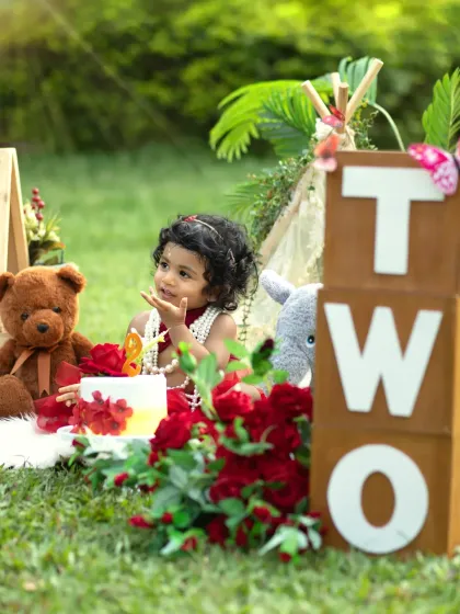 Two years old and full of personality. The wooden "TWO" blocks add a lovely rustic touch to this outdoor birthday session.
