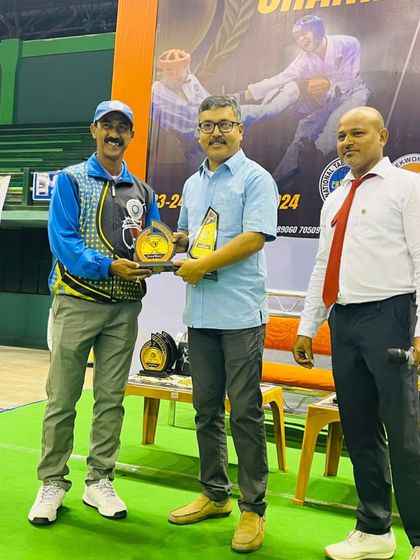 Our Managing Director, Mr. Tushar Kumar Mandal, being felicitated at the 5th Bengal State Taekwon-Do Championship for his contributions to the sport.