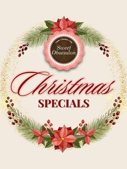 The official graphic for my Christmas Specials. This wreath design represents the full range of holiday treats I create, from cakes and cookies to full hampers.