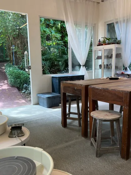 This is our happy place. Sunlit, surrounded by green, and filled with creative energy. We wanted our studio to be a space where you can slow down, connect with your hands, and feel inspired the moment you walk in.