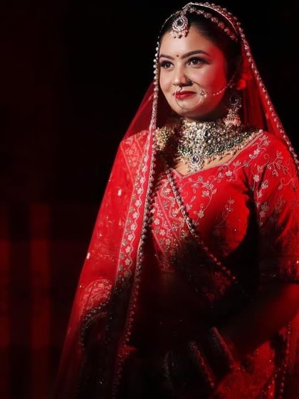 My bride Himanshi, looking so beautiful in the warm red light. It gives her a very royal and ethereal glow.