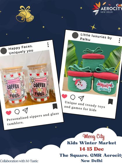 Highlighting unique gifts like personalized sippers from Happy Faces and trendy toys from Little luxuries by Palku at the kids' market.