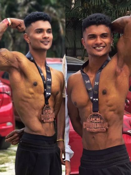 A client proudly wearing his 3rd place medal after a competition. Every placing is a victory and a step forward.