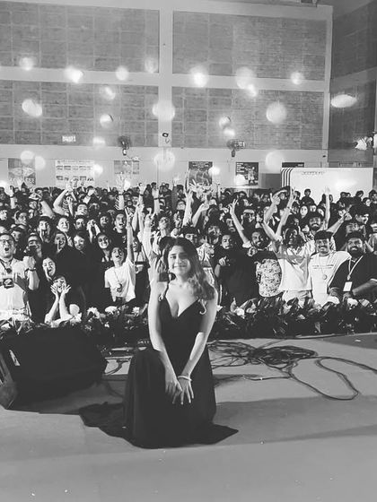 This is what it's all about. Connecting with the audience at a college festival, feeling the massive energy.