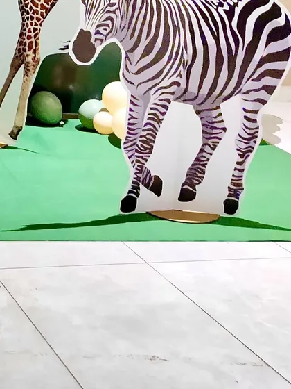 A full-length view of the zebra cutout, showing the high-quality prints I use to make the animals look realistic.