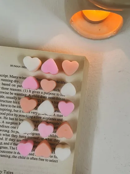 Happy Galentine's Day. Our multi-colored heart wax melts are perfect for celebrating with your favorite girls.