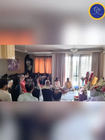 A wide view of our Guru Purnima celebration, where devotees gathered to express their love and thankfulness. The room was filled with a palpable sense of reverence and joy.