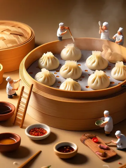 My tiny chefs are hard at work, steaming these dimsums to perfection for you.