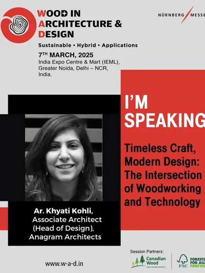 We are pleased to announce that our Associate Architect, Khyati Kohli, will be speaking at the Wood in Architecture and Design 2025 conference, discussing the intersection of woodworking and technology.