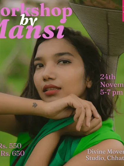 Announcing a workshop with the versatile and talented Mansi Kumari. I always emphasize that our classes are designed for all levels, whether you are a beginner or a seasoned dancer looking to refine your skills.