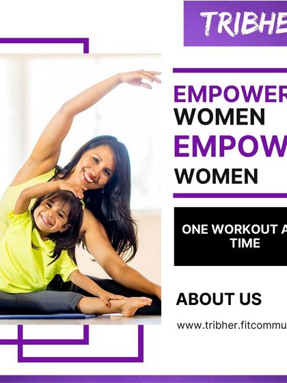 Empowered women empower women, one workout at a time. This image of a mother and child exercising together embodies our belief in building strength for yourself and the next generation.