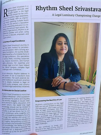 I was honored to be featured in the Advocate's Journal as a "Legal Luminary Championing Change." This article covers my journey and my mission to empower others through law.