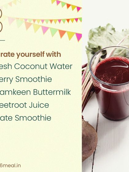 Staying hydrated during Navratri is important. Our special menu includes refreshing drinks like fresh coconut water, berry smoothies, and namkeen buttermilk to keep you energized.
