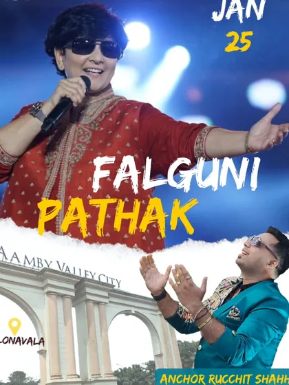 A poster for another major event where I shared the stage with Falguni Pathak, this time in the grand Aamby Valley City.