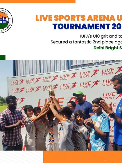 Celebrating our U10 team's fantastic 2nd place finish at the Live Sports Arena Tournament 2023. A result of grit and talent.