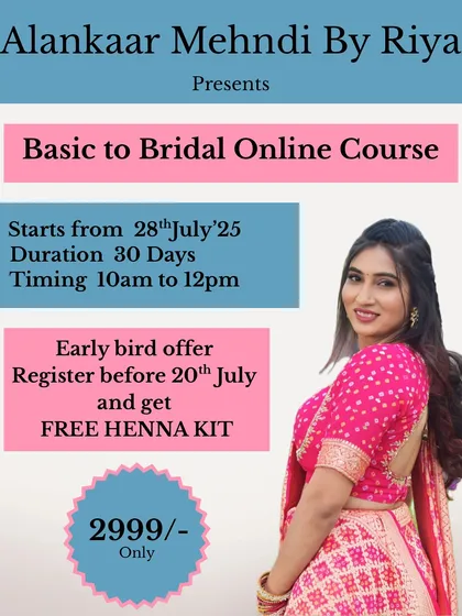 My 30-day Basic to Bridal online course has everything you need to start your journey as a henna artist. I will teach you all my techniques, from making the perfect paste to creating intricate bridal figures.
