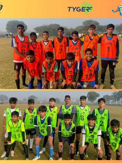 Teams lined up during the IKF scouting event. Our ground is a platform for the next generation of football talent.