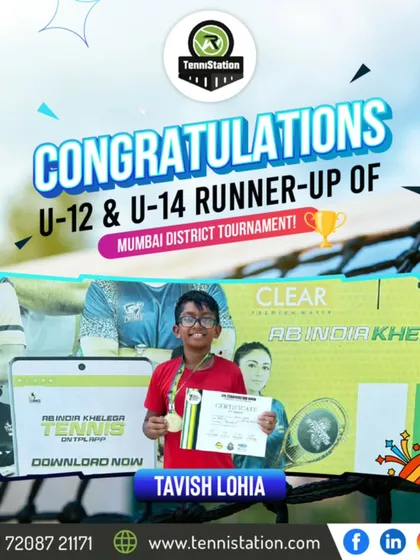 Tavish Lohia showcased incredible grit to become the Runner-up in both the U-12 and U-14 Boys categories at the Mumbai District Tournament. A true champion in the making!