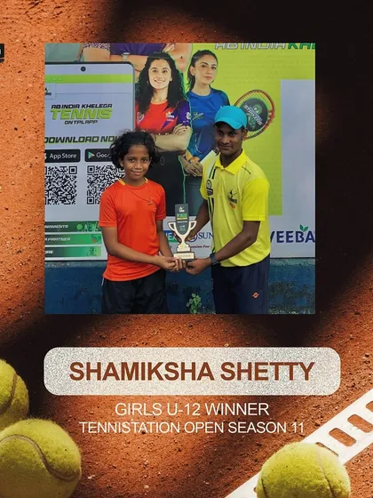 A smashing victory for Shamiksha Shetty, who conquered the U-12 Girls TenniStation Open Tournament with exceptional skill and determination.