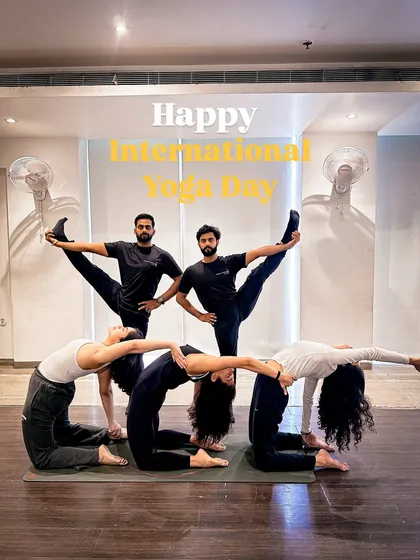 Celebrating International Yoga Day as a community. This group pose captures the spirit of our studio: connection, strength, and shared joy. We believe in growing together, supporting each other on and off the mat.