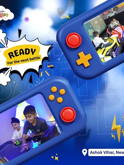 Ready for the next battle? Our arcade offers everything from bumper cars to VR games. This graphic shows a glimpse of the variety of gaming battles you can have here.