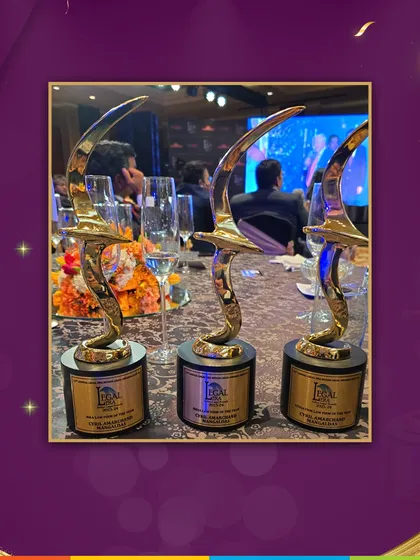 The trophy haul from the 13th Annual Legal Era Awards, where we were named 'India Law Firm of the Year', 'Litigation Firm of the Year', and 'M&A Firm of the Year'.