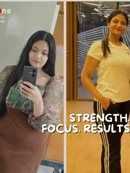 Strength, focus, and results personified. This female member's transformation demonstrates a clear improvement in fitness and body shape through our guided programs.