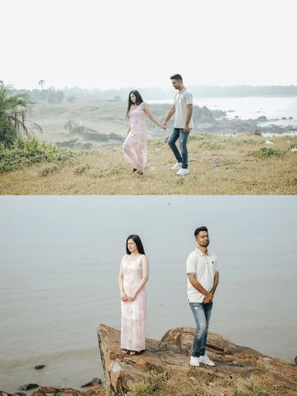 Using the natural landscape to create stunning compositions, from a walk along the coastline to a dramatic pose on a cliff edge overlooking the water.