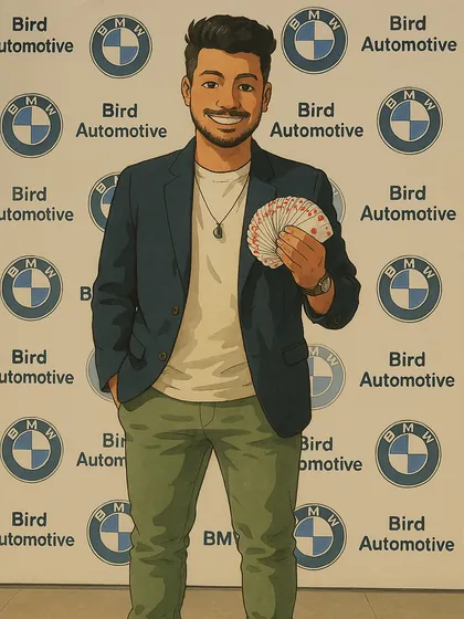 An illustrated portrait from the BMW event. These events are always high-energy and a perfect match for my style of entertainment.