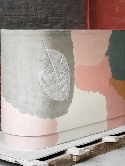 Explore the variety of our custom tables and consoles. From multi-color concrete slabs and Venetian terrazzo tops to pieces with intricate brass inlays and leaf imprints, each one is handcrafted to be uniquely yours.