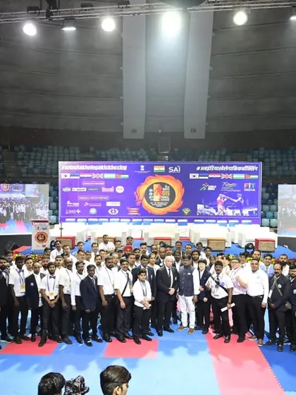 A group photograph of all the referees and officials at the 2nd WAKO Indian Open. The integrity and professionalism of these events are paramount.