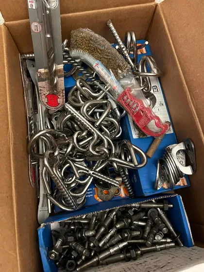 A pot of gold from the past. We received a donation of bolts and hangers from the original "Bolts for Bangalore" project of 2006, a legacy we are grateful to continue.