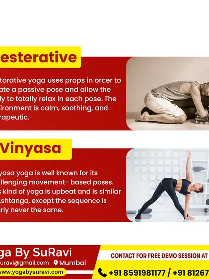 We teach different yoga styles to suit your needs, from gentle Restorative yoga with props to challenging, movement-based Vinyasa flows.