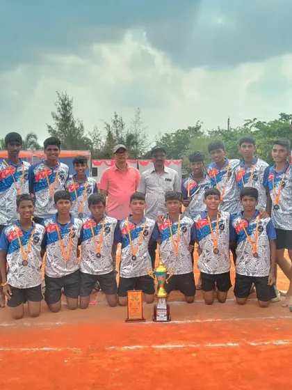Our U-17 team after securing third place at the state-level school Kho-Kho competition in Beed.