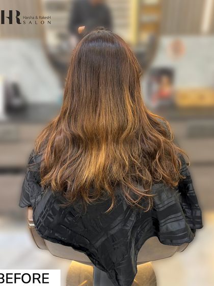 Before the transformation, the hair had some faded color at the ends.