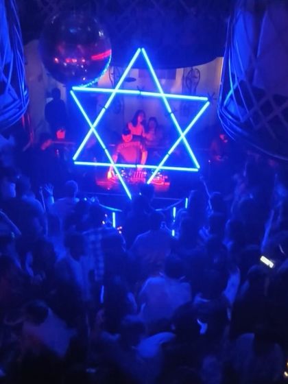 The cool blue lighting at The Fixx during a techno set.