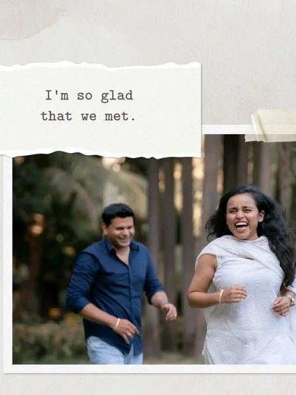 A candid shot of a couple running and laughing, presented in a scrapbook style. This shows my ability to capture spontaneous, joyful moments that truly reflect a couple's personality.