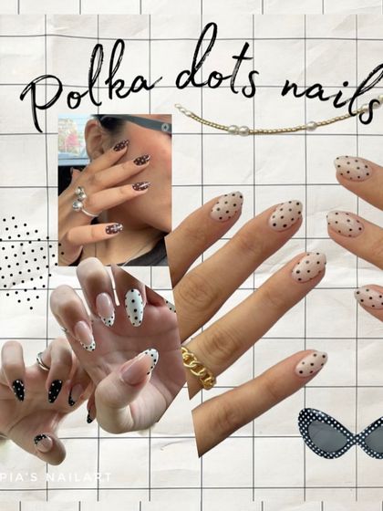 A mood board for Polka Dot nails, one of my curated specials to give you inspiration for your next appointment.