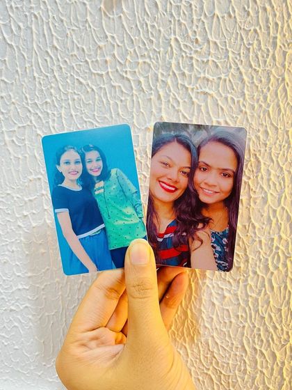 Here are two examples of my photo print wallet cards. You just send me your favorite picture, and I'll turn it into a durable, credit-card-sized keepsake.