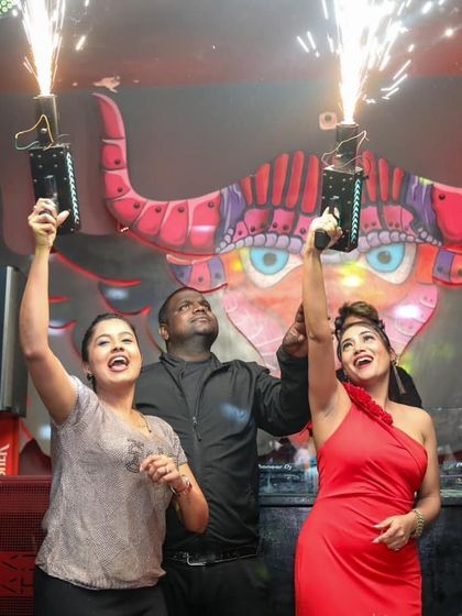 Sparkler guns and birthday celebrations. Sundays at Tipsy Bull are always super fun and full of high-energy moments like this.